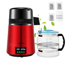 VEVOR 4 L vandens distiliatorius, 1 l/h, 750 W, 220 V, raudonas