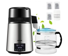 Koduva VEVOR 4 l vandens distiliatorius, 1,5 l/val., laikmatis, dviguba temperatūra, sidabrinis