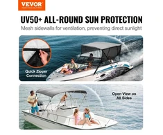 Koduva VEVOR 4 lankų bimini viršus valtims, šviesiai pilkas