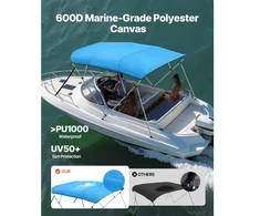 Koduva VEVOR 4 lankų valties bimini stogelis, 600D poliesteris, aliuminio rėmas, Pacific Mėlyna