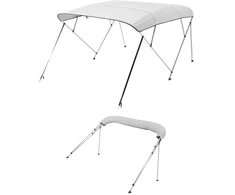 Koduva VEVOR 4 lankų valties bimini stogelis, 600D poliesteris, aliuminio lydinio rėmas, 96" x (73"-78") x 54", šviesiai pilka