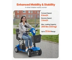 Koduva VEVOR 4 ratų sulankstomas elektrinis mobilumo paspirtukas su 25 km nuvažiuojamu atstumu, 120 kg apkrova