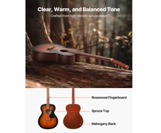 Koduva VEVOR 40 colių dreadnought akustinė gitara pradedantiesiems, sunburst, su gig bag