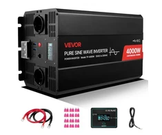 Koduva VEVOR 4000 W galios keitiklis, 12 V DC į 230 V AC, grynos sinusoidės, LCD ekranas, nuotolinio valdymo pultas, USB, Type-C