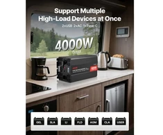 Koduva VEVOR 4000 W galios keitiklis, 12 V DC į 230 V AC, grynos sinusoidės, LCD ekranas, nuotolinio valdymo pultas, USB, Type-C