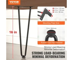 Koduva VEVOR 406 mm baldų kojelės, plaukų segtuko tipo, 4 vnt., plienas