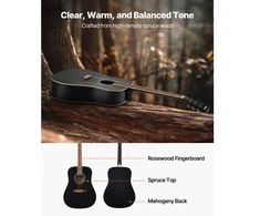 Koduva VEVOR 41 col. dreadnought akustinė gitara pradedančiųjų rinkinys, juoda