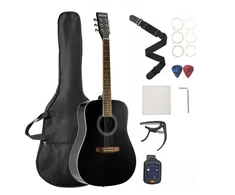Koduva VEVOR 41 col. dreadnought akustinė gitara pradedančiųjų rinkinys, juoda