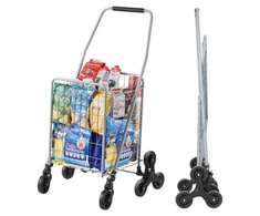 Koduva VEVOR 45 l apsipirkimo vežimėlis laiptams, sulankstomas, su 360° pasukamais ratukais, sidabrinis