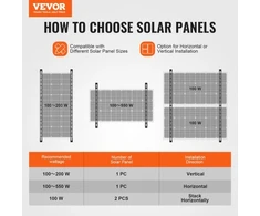 Koduva VEVOR 50 colių saulės panelių montavimo laikikliai, reguliuojamas 0–90° pasvirimas