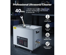 VEVOR 50L ultragarsinis valiklis, pramoninis, su krepšiu ir skaitmeniniu ekranu, 840 W, nerūdijančio plieno