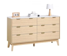 Koduva VEVOR 6 stalčių komoda, šviesaus medžio, 137,2 x 39,9 x 81,3 cm