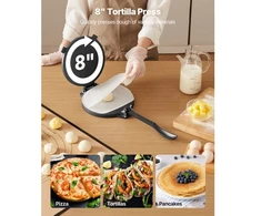 Koduva VEVOR 8 colių ketaus tortilijų spaudė, roti ir tortilijų gaminimo presas su rankena, 100 pergamento lapų