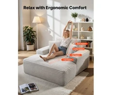 Sofa VEVOR 8035 chaise lounge kėdė, kreminė, 1380 x 1500 x 700 mm