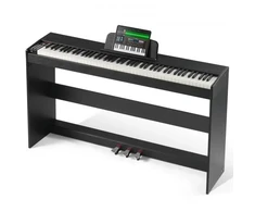 VEVOR 886 skaitmeninis pianinas su pasvertai klavišais, 88 klavišai, juodas ir baltas