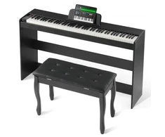 VEVOR 886 svertinis skaitmeninis pianinas, 88 klavišai, juodas ir baltas