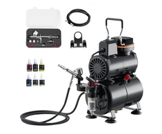 Koduva VEVOR aerografo rinkinys su kompresoriumi TC-20, 120 W, 3 l bakas, 1 dvigubo veikimo aerografas, 3 antgaliai