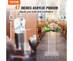 Koduva VEVOR akrilinis podiumas, 119 cm, skaidrus su plačiu skaitymo paviršiumi ir lentyna