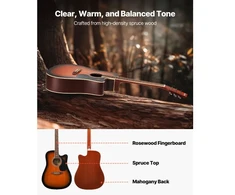 VEVOR Akustinė gitara 41 col., sunburst, FG068C-41SB