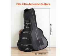 VEVOR Akustinės gitaros dėklas, kietas, 1195 mm, 41 col. gitaroms, rudas