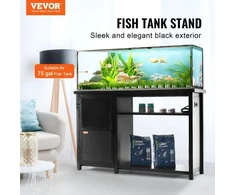 Koduva VEVOR akvariumo stovas, 75 gal. žuvų akvariumui, 52 x 19,7 x 32,3 col., su spinta, juodas