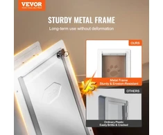 Koduva VEVOR augintinio durelės, metalinis rėmas 14,25 x 21,1 col. su užraktu ir 3 sklendžių sistema, Baltas-Large