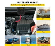 VEVOR Automatinis dviejų akumuliatorių atjungimo relės rinkinys, 12 V, 140 A, 2 m