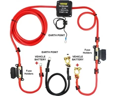 VEVOR Automatinis dviejų akumuliatorių atjungimo relės rinkinys, 12 V, 140 A, 2 m