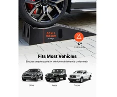 Koduva VEVOR automobilio rampos, 2 vnt., 5897 kg GVW, 155 mm pakėlimo aukštis, portatyvios aukšto profilio aptarnavimo rampos