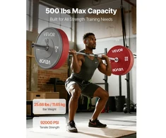 VEVOR Barbell bar OB-72, chromuotas, 183 cm, 500 lbs