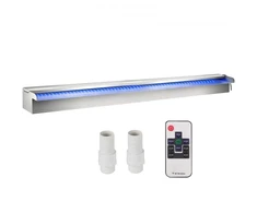 Koduva VEVOR baseino krioklio latakas 151x11,5x8 cm, nerūdijančio plieno, su spalvota LED juosta, nuotolinio valdymo pultu
