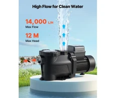 Koduva VEVOR baseino siurblys, 550 W, 14 000 l/val., vieno greičio, su 24 val. laikmačiu