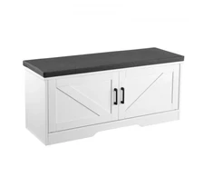 VEVOR Batų laikymo suoliukas, 1000 x 355 x 460 mm, su paminkštinta sėdyne, 2 „barn“ durelėmis ir reguliuojama lentyna, baltas ir juodas
