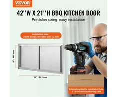 Koduva VEVOR BBQ prieigos durelės, 1067 x 534 mm dvigubos lauko virtuvės durelės, nerūdijančio plieno įleidžiamos