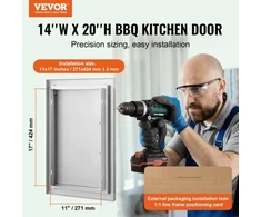 Koduva VEVOR BBQ prieigos durelės 355x508 mm, nerūdijančio plieno, įleidžiamos, su rankena