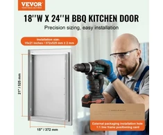 Koduva VEVOR BBQ prieigos durelės, 457x610 mm, nerūdijančio plieno, įleidžiamos, su rankena