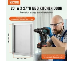 Koduva VEVOR BBQ prieigos durelės, 508 x 686 mm, nerūdijančio plieno, įleidžiamos, su rankena