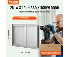 Koduva VEVOR BBQ prieigos durelės, 710x482 mm dvigubos lauko virtuvės durelės, nerūdijančio plieno įleidžiamos durelės