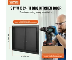 Koduva VEVOR BBQ prieigos durelės, 788x610 mm, dvigubos lauko virtuvės durelės, juodos