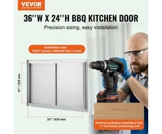 VEVOR BBQ prieigos durelės, 915 x 610 mm, dvigubos lauko virtuvės durelės iš nerūdijančio plieno