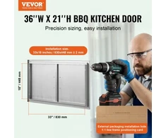 Koduva VEVOR BBQ prieigos durelės, 915x533 mm, dvigubos lauko virtuvės durelės iš nerūdijančio plieno
