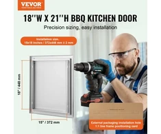 Koduva VEVOR BBQ prieigos durys, 457 x 533 mm, nerūdijančio plieno, įleidžiamos, su įleista rankena