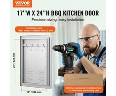 Koduva VEVOR BBQ prieigos durys, 610 x 431 mm, nerūdijančio plieno, įleidžiamos, su rankena, ventiliacija ir kabliu