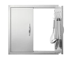 Koduva VEVOR BBQ prieigos durys, 610x610 mm dvigubos lauko virtuvės durys, nerūdijančio plieno įleidžiamos durys