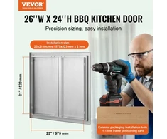 Koduva VEVOR BBQ prieigos durys, 660x610 mm, dvigubos, nerūdijančio plieno