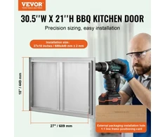 Koduva VEVOR BBQ prieigos durys, 774x532 mm, dvigubos, nerūdijančio plieno, įleidžiamos