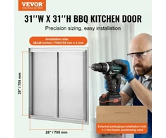 Koduva VEVOR BBQ prieigos durys, 790 x 790 mm, dvigubos, nerūdijančio plieno