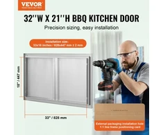 Koduva VEVOR BBQ prieigos durys, 914x534 mm, dvigubos lauko virtuvės durys iš nerūdijančio plieno