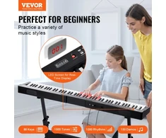 Koduva VEVOR BD-881D pusiau pasvertas skaitmeninis pianinas, 88 klavišai, juodas