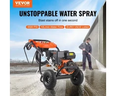VEVOR Benzininis aukšto slėgio plovimo įrenginys, 3500 PSI, 10 l/min, su aliumininiu siurbliu ir 5 antgalių rinkiniu